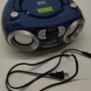 MEGATEK Portable CD Boombox with FM Stereo Radio, Bluetooth, USB Port, and Backlit LCD Display | CD-R/CD-RW/MP3-CD Compatible | AUX Input | Headphone Jack | Programmable CD Player - Blue Jay