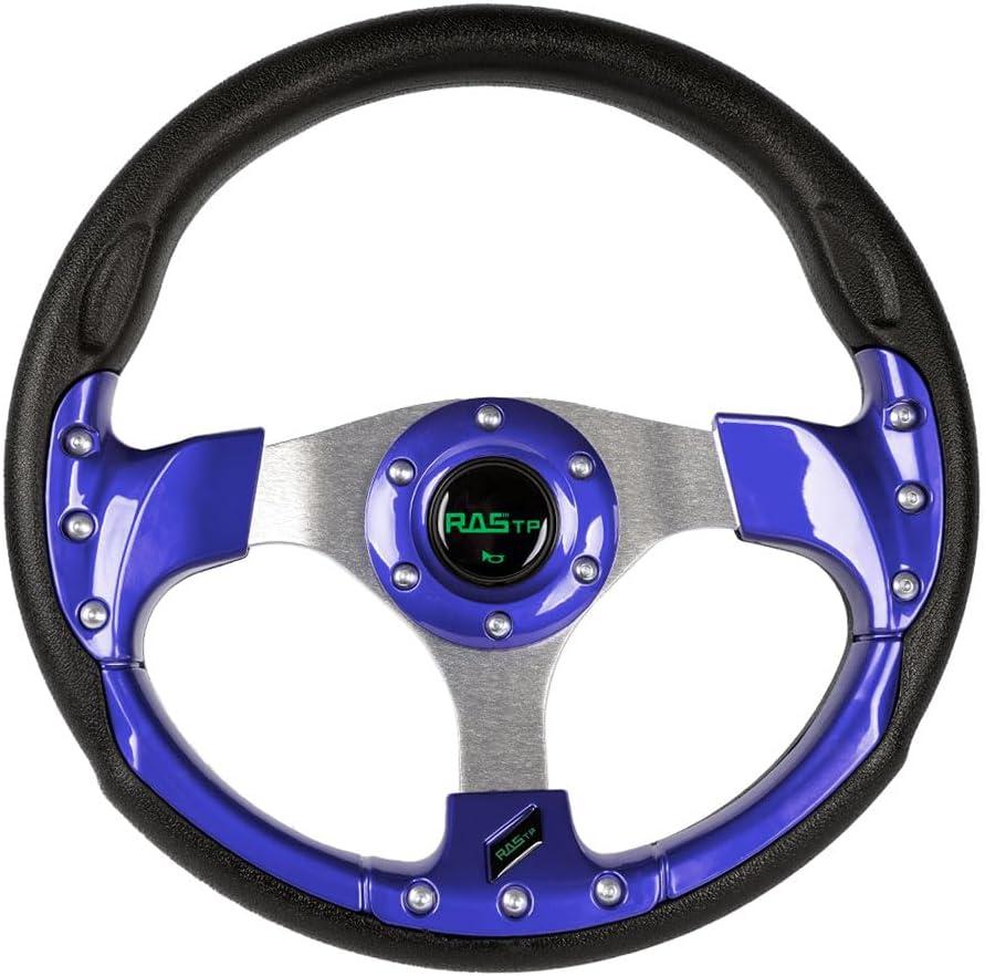 RASTP Golf Cart Steering Wheel 12.6/320mm for Club Car DS and Club Car Precedent EZGO Yamaha Golf Carts,Blue