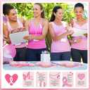 Meanplan 12 Sets Breast Cancer Awareness Gift for Women Pink Ribbon Mini Hair Brush with Card Motivational Breast Cancer Awareness Accessories Item for Survivor Charity Event Support Party Supplies