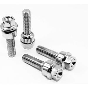 Set of 20 Veritek 14x1.5mm 45mm Extended Thread R14 Radius Chrome Ball Seat Washer Lug Bolts for Porsche Factory Wheels