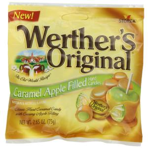 WERTHER'S ORIGINAL Caramel Apple Filled Hard Candy, Bulk Candy, Individually Wrapped Candy, Caramel Candy, Caramel Sweets, 2.65 Ounce Bags (Pack of 12)