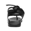 VorisVina Black Cute Flat Sandals for Women Ankle Strappy Thong Sandals Ladies Summer Dress Flip Flops with Metal Circular