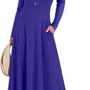 Anrabess Women’s Long Sleeve Casual Swing Dress – A-Line Fit and Flare Skater Dress, Stretchy Mini Dress for Fall Winter M