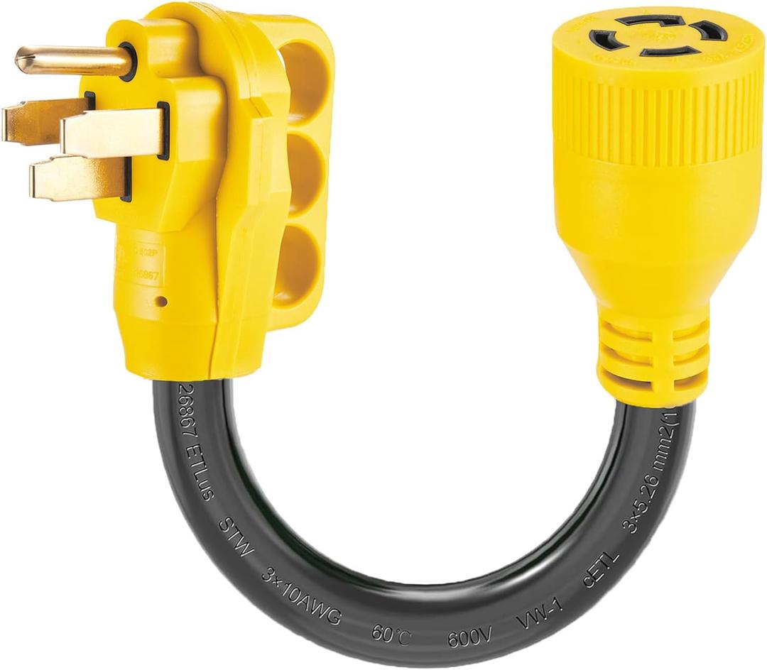 NEMA 14-50P to L14-30R Generator Transfer Switch Adapter Cord, 240V/120V 50 Amp Male to 30 Amp Female Twist Lock 4 Prong Generator Adapter Cord, STW 10 AWG Heavy Duty ETL Listed