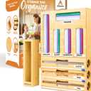 Storage Bag Organizer for Kitchen Drawer and Wall - 9 in 1 Baggie Organizer for Foil and Plastic Wrap with Cutter - Measure Drawer Height Before Purchasing