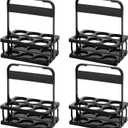 Sliner 4 Pieces Portable Drink Carrier Plastic Drink Holder Reusable Cup Carriers for Drinks Foldable Cup Holder Beverage Delivery Holder with Handle for Delivery Drivers Catering Restaurant, Black