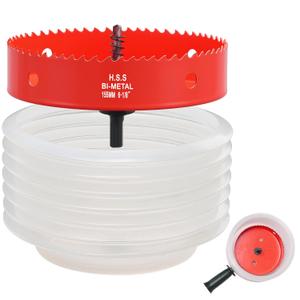 6-1/8 Inch Hole Saw with Dust Bowl, 6.1 Hole Saw for Recessed Lights, Hole Cutter for Led Recessed Lighting, Wood and Drywall, Red