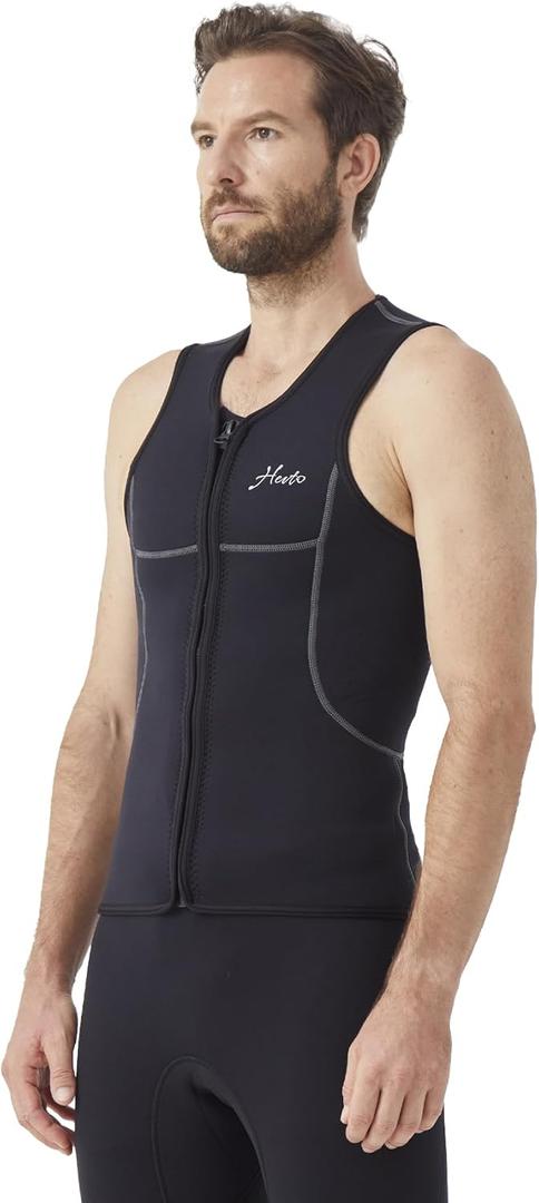 Hevto Men Wetsuit Tops and Vest 3/2mm Neoprene Jacket Surfing Swimming Front Zip Wet Suit for Water Sports