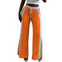 PINSV Women's Wide Leg Sweatpants Baggy Lounge Pants Active Joggers Striped Track Pants Orange M (M)