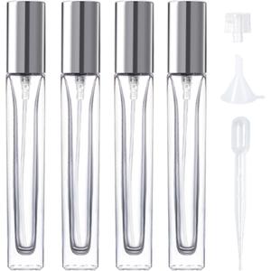 Perfume Refillable Bottle,4pack Perfume Atomizer Cologne Container Empty Travel Perfume Bottle,Clear Glass Perfume Spray Bottles for Travel Essentials (10ml)