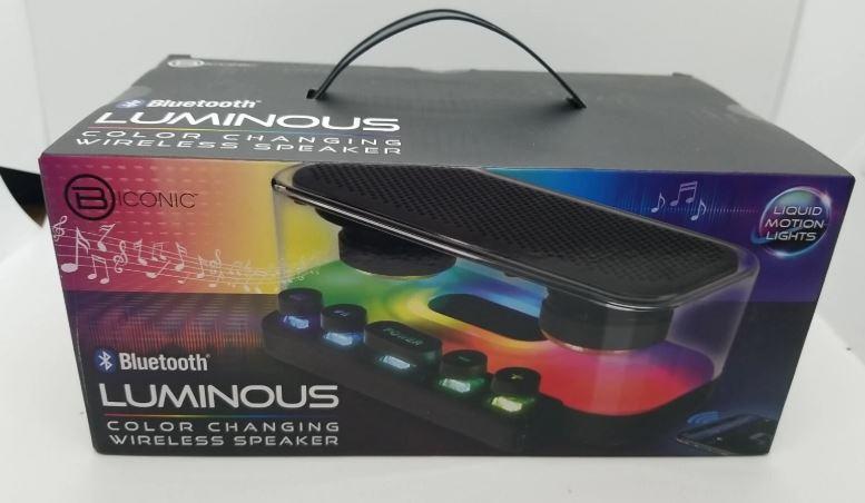 BICONIC Luminous Wireless Speaker w Color Changing Liquid Motion Lights