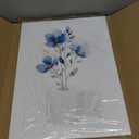 Framed bathroom canvas wall art with blue flowers embellishing toilet paper; elegant floral bathroom decorative painting for living room and bedroom; gallery style; 12x16 inches; can be hung directly.