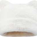 Womens Winter Beanie Hat Cute Cat/Bear Ear Hat for Women, Large Size Warm Plush Hat, Ears with Support - DIY Shapes (Beige)