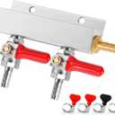 Kegerator Co2 Manifold, 2-Way Keg Co2 Splitter 5/16 Bard Fitting Co2 Gas Distributor Beer Keg Air Distributor Gas Manifold with Integrated Check Valves & Hose Clamps