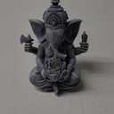 Goodeco Ganesha Statue with Solar Lotus - Hindu Elephant Statue Ganpati Idol Buddha Sculptures, Meditation Yoga Room & Garden Decor, 7.8 inches Tall (Ganesha)
