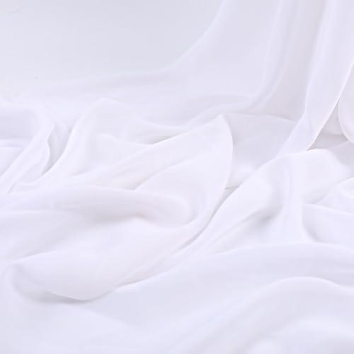 Chiffon Fabric by The Yard, 60 Inch Wide Chiffon Sheer Fabric Bars Wedding Draping, Pre-Cut Soft Wedding Arch Draping Backdrop, Party Decoration Light and Airy Dreamy (White, 1 Yard)