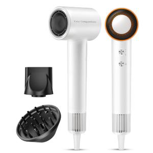 Hair Dryer, 150000 RPM High-Speed Blow Dryer with 500Million Negative Ions for Fast Drying, Lightweight & Thermo-Control, Hair Dryer with Diffuser and Nozzle, Ideal for Salon & Travel, White