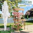 Flower Cart Display Stand with Wheels, 3-Tier Wooden Candy Cart