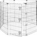 Amazon Basics Foldable Octagonal Metal Exercise Dog Playpen - Indoor/Outdoor, Single Door, Large (8 Panels, 24 x 42), Easy to assemble and store, 42" - Large, Black