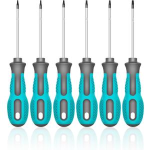 Torx Screwdriver Set, 6-Piece Small Star Screwdriver Set with T5, T6, T7, T8, T9, T10 Mini Security Torx Screwdrivers, Professional Non-Slip Cushion Grip Magnetic Screw Driver Set Kit (Green)
