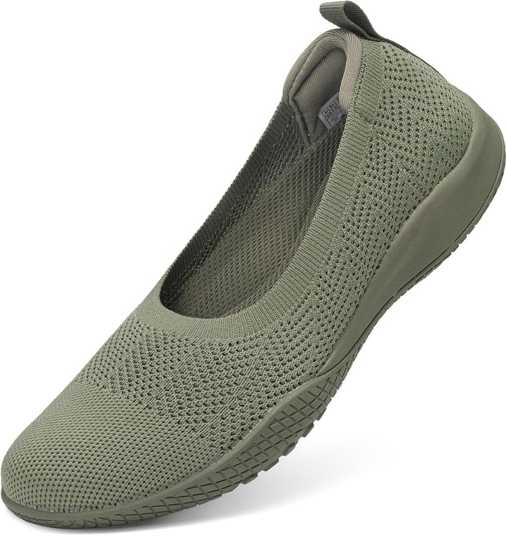Women's Flats Slip On Go Walk Shoes for Women Comfortable Walking Sneakers Knit Low Wedge Dressy Ballet Shoes Zapatos para Mujer (8, Green)