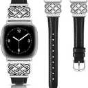 TOYOUTHS Celtic Knot Leather Band Compatible with Fitbit Versa 4/Versa 3/Fitbit Sense 2/Sense Band Women, Slim Dressy Thin Fashion Designer Premium Leather Strap for Versa 3 4 Sense 2 Smartwatch