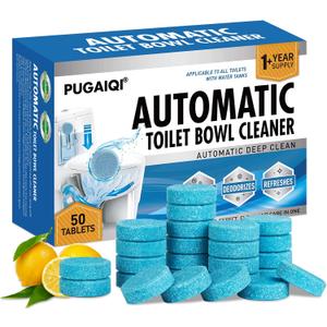 Toilet Bowl Cleaner Tablets Blue Toilet Tank Cleaners, Septic-Safe Hard Water Stain Remove, Effervescent Stain & Odor Remover Bathroom Automatic Toilet Cleaning & Deodorizer, Fresh Scent - 50 Tabs