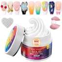 60g Solid Builder Nail Gel with 3D Sculpting Mold, Non-Sticky Hand Carving Gel for Nail Art Extension - Hard Gel for DIY & Salon, UV/LED Cured, Large Capacity (White)