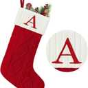 Senneny Christmas Stockings with Initials, 20 Large Embroidered Monogram Knitted Stockings for Family, Kids, Xmas Holiday Party Gifts & Decoration for Fireplace, Letter B