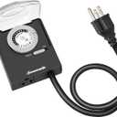 DEWENWILS 24-Hour Mechanical Light Timer with 2ft Long Cord, Waterproof Electrical Timer with Grounded Outlet, Plug in Timer Switch for Christmas Lights, 15A, 1/2 HP, UL Listed