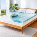 Marsail Mattress Topper Queen, 3-inch Gel Memory Foam, Bed Topper for Queen Size Bed, Soft for Sleeper Sofa, RV, Camper, CertiPUR-US Certified (Blue and White)