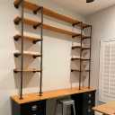 (77"Tall,14"Deep,2pcs) Industrial Retro Wall Mount Iron Pipe Shelf,DIY Open Bookshelf,Hung Bracket,Home Improvement Kitchen Shelves,Tool Utility Shelves, Office Shelves, Pipe Shelving