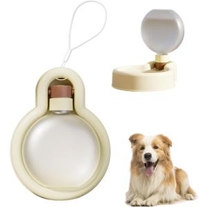Portable Dog Water Bottle Dispenser, 17oz Dog Outdoor Water Bottle Bowl Foldable Pet Travel Eating Drinking Bottle Bowl (White, 16.9oz)