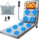 Full Body Massage Mat with Heat & Movable Shiatsu Neck Back Massager Pillow,Massage Pad with Back Lumbar Support,9 Massage Modes,10 Vibration Motors & 3 Heating Levels,for Neck Leg Pain Relief