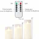 Homemory Ivory Flickering Flameless Candles, Battery Operated Acrylic LED Pillar Candles with Remote Control and Timer, Set of 9