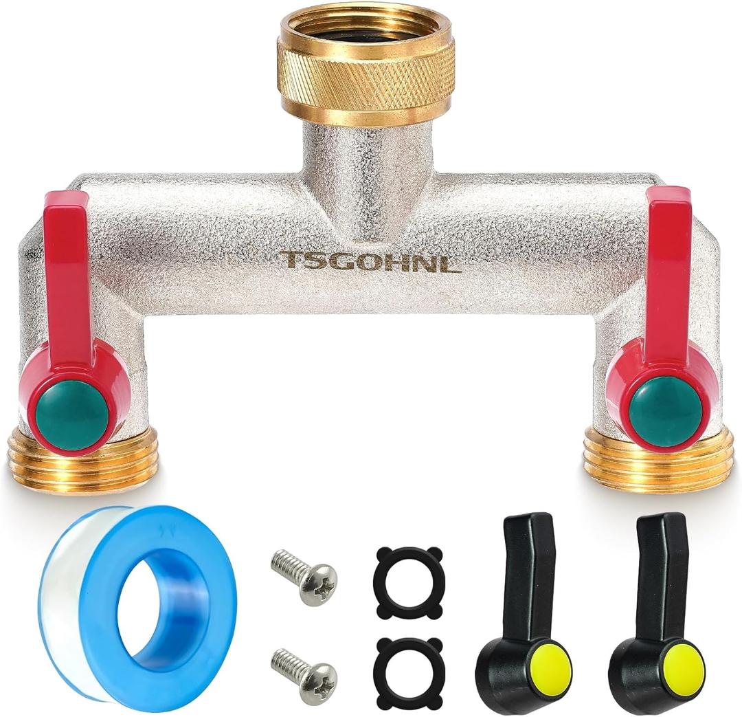 Brass Garden Hose SplitterOutdoor Frostproof Faucet Splitter2 WayHeavyRustproof Faucet Manifold