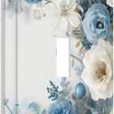 Xuejiaku Decorative Light Switch Cover Blue Rose White Flowers Rustic Floral 1 Gang Wall Plate Oversized Single Toggle Wall Cover Jumbo Electrical Switchplate Face