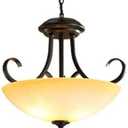 Home Decoration American Farmhouse Hanging Pendant Light Glass Bowl Ceiling Lamp Old Style Iron Chain Adjustable Black White Vintage Mid Century Modern Chandelier for Kitchen Dining Room