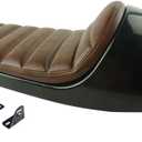 Brown Hump Retro Motorcycle Cafe Racer Seat Vintage Style Cushion Saddle (Vintage Matte Black Base Finish,Subframe Modification is Required)