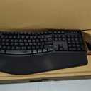 Amazon Basics Ergonomic Wireless Keyboard and Mouse Combo with Wrist Rest, Plug and Play, 2.4 GHz USB, Easy to Use, Black