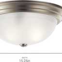 Kichler 8116NI Flush Mount Round Glass Ceiling Lighting, Brushed Nickel 3-Light (16" W x 7" H) 180 Watts