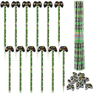 32 Pcs Video Game Pencil with Eraser Party Favors Gifts Gamer Controllers Pen Goodie Bag Fillers Theme Stationery Set for School Classrooms Exchange Reward Prizes Home Office School Supplies