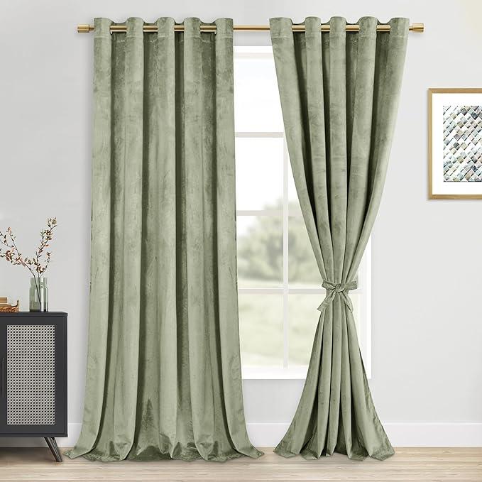 DWCN Velvet Curtains Extra Wide - Elegant Super Soft Bundleable Room Darkening Window Curtains Grommet Design Neutral Style Window Dressing for Bedroom/Living Room, Taupe, W60 x L84, 2 Panels (60"W x 84"L (Pack of 2))