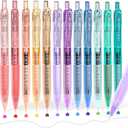 Four Candies 12Pack 0.5mm Quick Dry Retractable Gel Pen Set, Cute Transparent Fine Point Multicolor Note Taking Aesthetic lnk Pens, Comfort Grip 12 Ink Colors Drawing Writing School Office Home