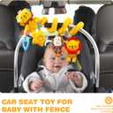 Jollybaby Crib Stroller Car Seat Toys for Baby 0-3-6-9-12 Months, Tummy Time Hanging Sensory Toys for Newborn with Music Box and Teether, Spiral Carseat Toy for Baby Boys Girls Gifts (07-Little Lion)