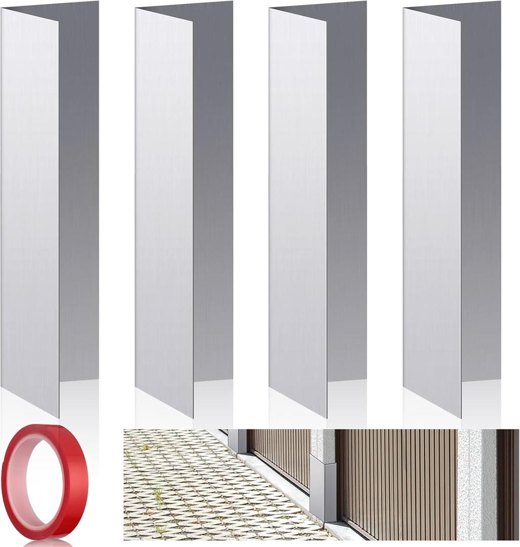 Lounsweer 4 Pcs 5.91 x 1.77 Inch Garage Door Seal Guards Weatherproofing Shield Seal Strip Door Sweep Barrier with Adhesive Tape for Garage Indoor Outdoor Home