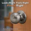 Copper Creek Colonial Passage Interior Door Knob ANSI Grade-3 Certified, Modern Heavy Duty Handle, Easy Install and Reversible for Bedroom, Bathroom and Closets Satin Stainless (1 Pack)