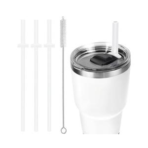 Silicone Straw for Yeti Lid，3 Pcs Reusable Tumbler Replacement for YETI Straw Lids，11 inch Drinking Straws Set with 1 Cleaning Brushes