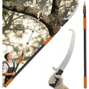 Buyplus 26FT Reach Pole Saws for Tree Trimming, Pole Saw with 5-20FT Telescoping Extension Pole, Pruning Saw with 24" 3X Detachable Saw, Non-Slip Handle, Tree Trimmer for Garden Yard Palms Shrubs