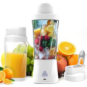 Portable Blender, 360 Watt Personal Blender for Shakes and Smoothies, 6000mAh USB Rechargeable, BPA Free 24 Oz Juicer Cup with 6 Blades and Lid, Self Cleaning Portable Juicer for Kitchen/Travel, White